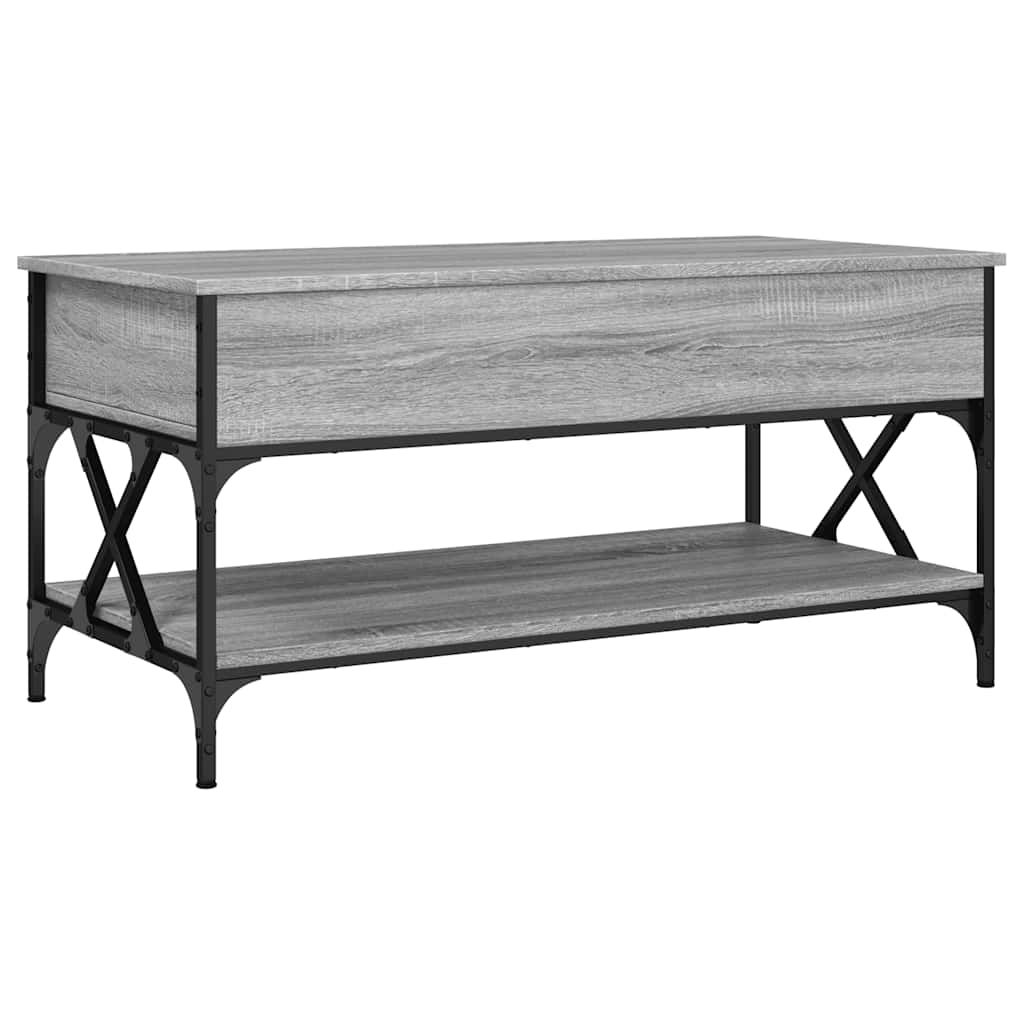 Table basse sonoma gris 100x50x50 cm bois d'ingénierie et métal - XIOS