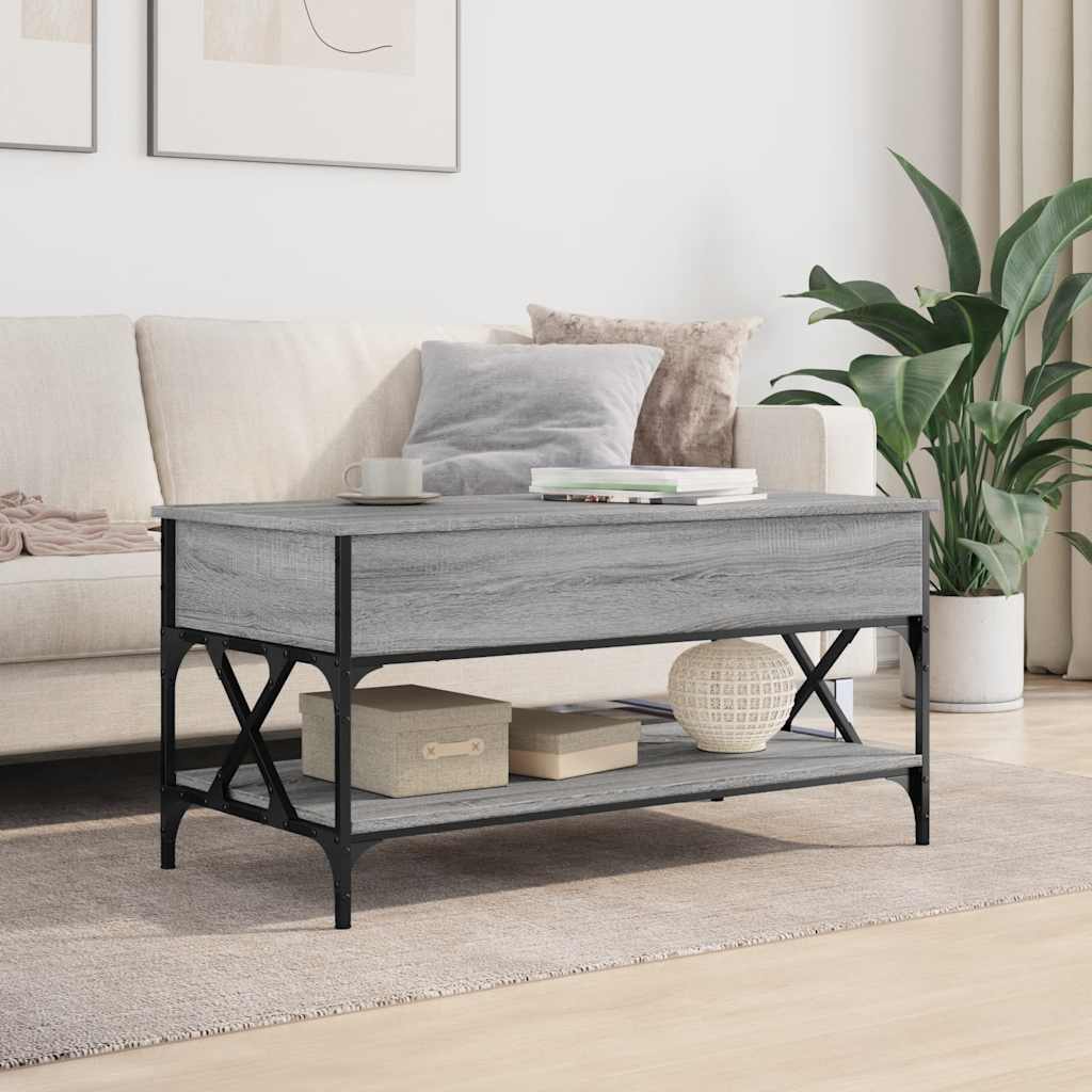 Table basse sonoma gris 100x50x50 cm bois d'ingénierie et métal - XIOS