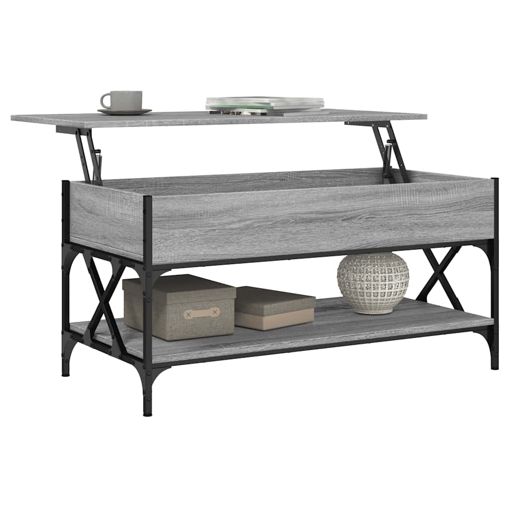 Table basse sonoma gris 100x50x50 cm bois d'ingénierie et métal - XIOS