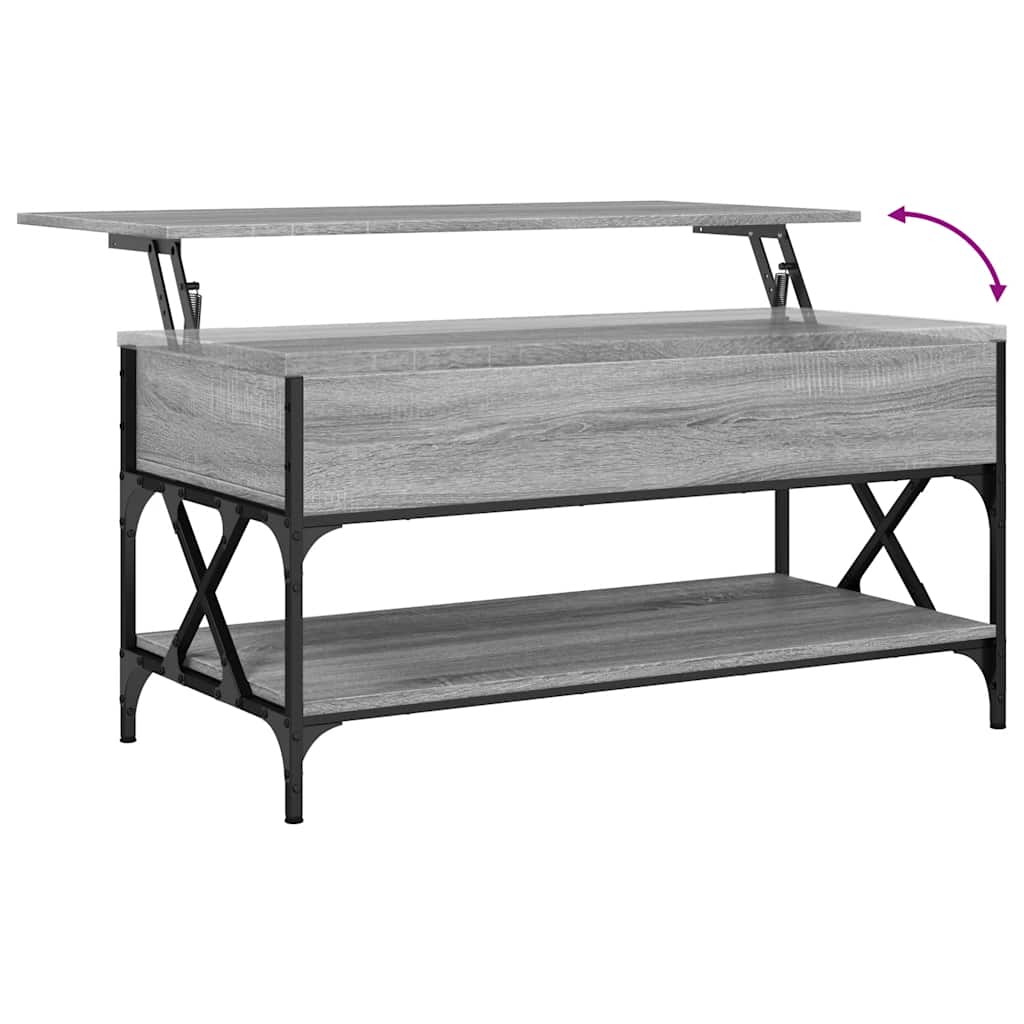 Table basse sonoma gris 100x50x50 cm bois d'ingénierie et métal - XIOS