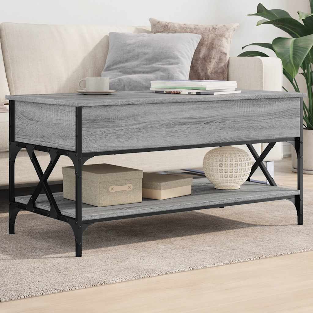 Table basse sonoma gris 100x50x50 cm bois d'ingénierie et métal - XIOS