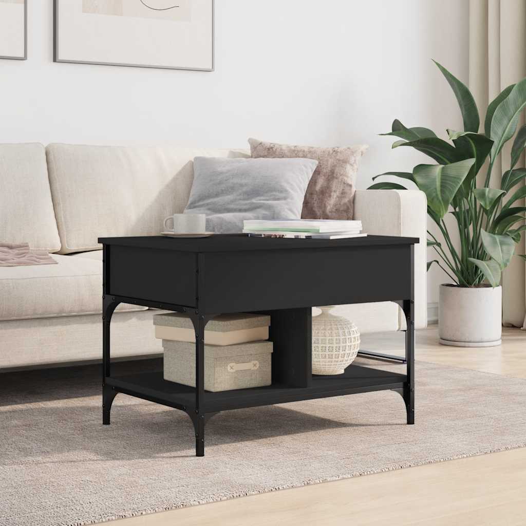 Table basse noir 70x50x50 cm bois d'ingénierie et métal - XIOS