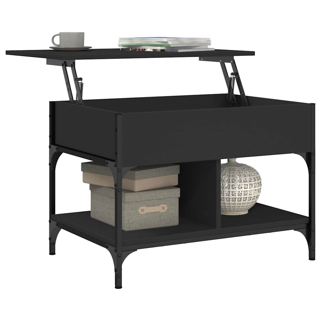 Table basse noir 70x50x50 cm bois d'ingénierie et métal - XIOS