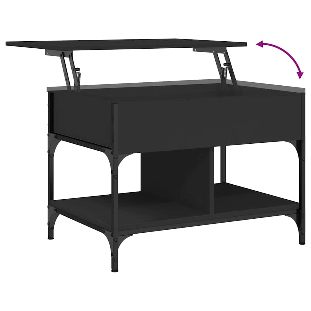 Table basse noir 70x50x50 cm bois d'ingénierie et métal - XIOS