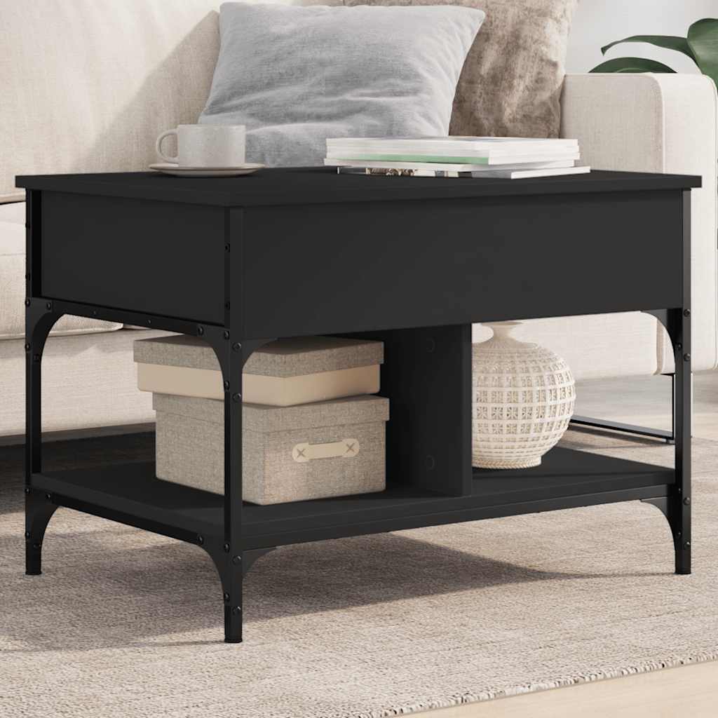Table basse noir 70x50x50 cm bois d'ingénierie et métal - XIOS