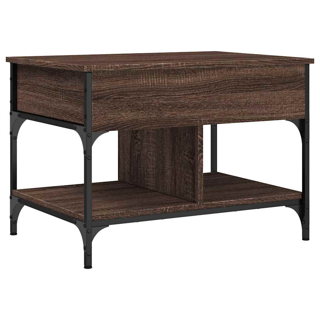 Table basse chêne marron 70x50x50 cm bois d'ingénierie et métal - XIOS