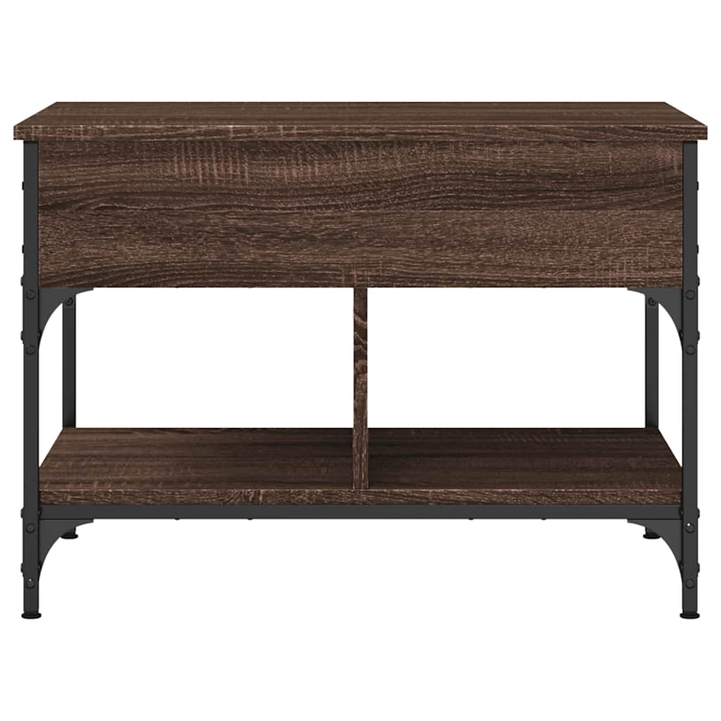 Table basse chêne marron 70x50x50 cm bois d'ingénierie et métal - XIOS