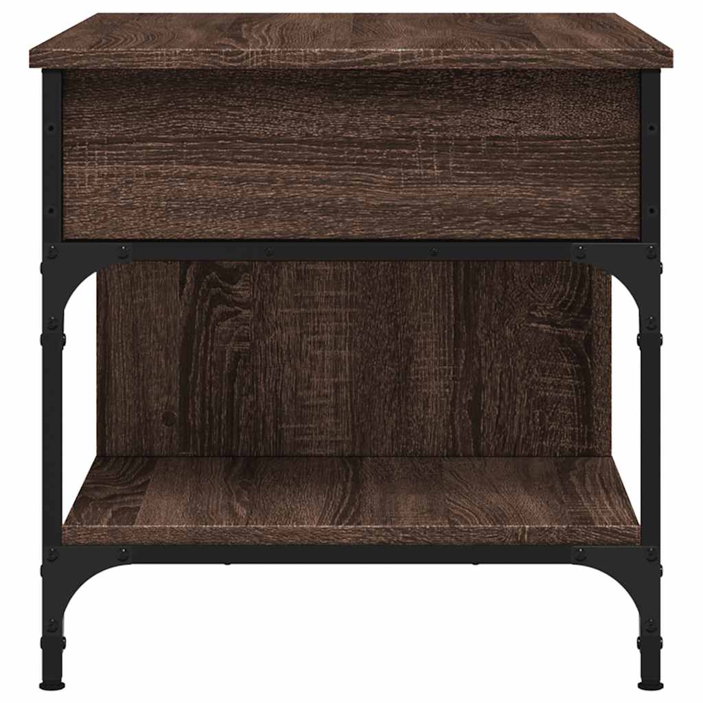 Table basse chêne marron 70x50x50 cm bois d'ingénierie et métal - XIOS