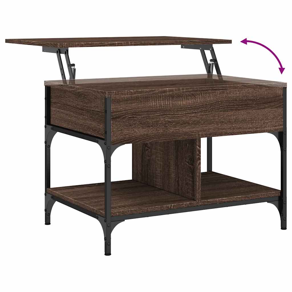 Table basse chêne marron 70x50x50 cm bois d'ingénierie et métal - XIOS