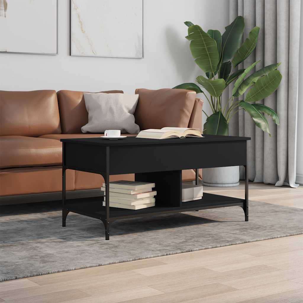 Table basse noir 100x50x50 cm bois d'ingénierie et métal - XIOS