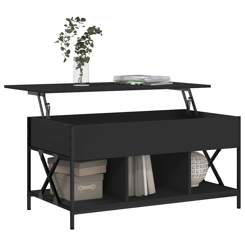 Table basse noir 100x50x50 cm bois d'ingénierie et métal - XIOS