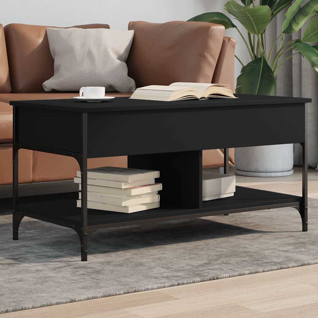 Table basse noir 100x50x50 cm bois d'ingénierie et métal - XIOS