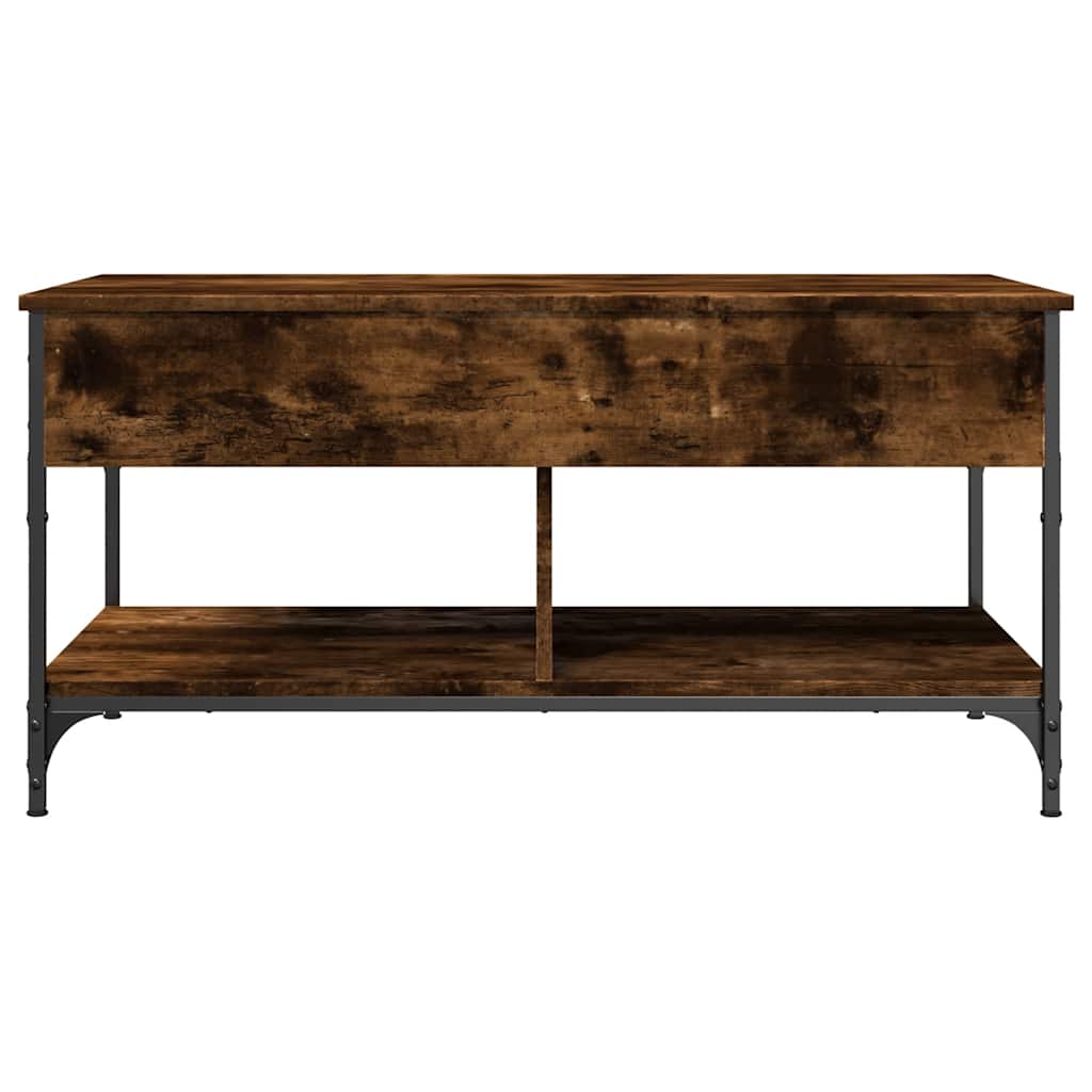 Table basse chêne fumé 100x50x50 cm bois d'ingénierie et métal - XIOS