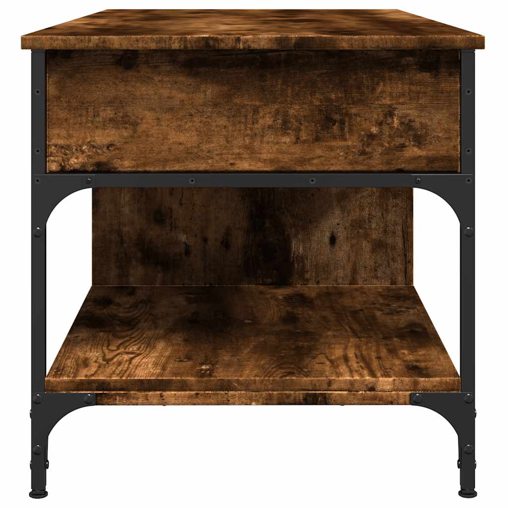 Table basse chêne fumé 100x50x50 cm bois d'ingénierie et métal - XIOS