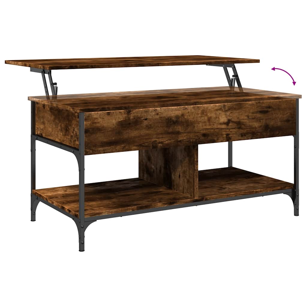 Table basse chêne fumé 100x50x50 cm bois d'ingénierie et métal - XIOS