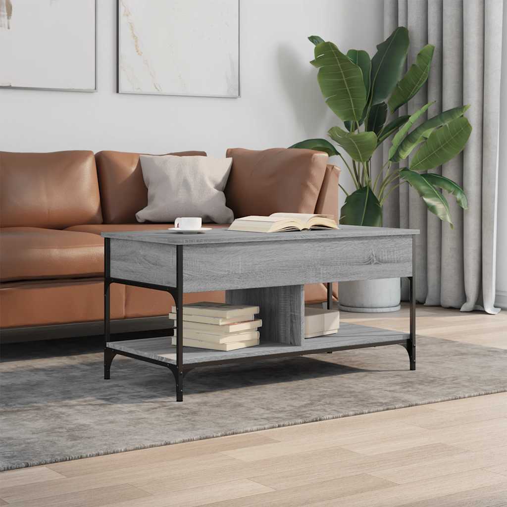 Table basse sonoma gris 100x50x50 cm bois d'ingénierie et métal - XIOS