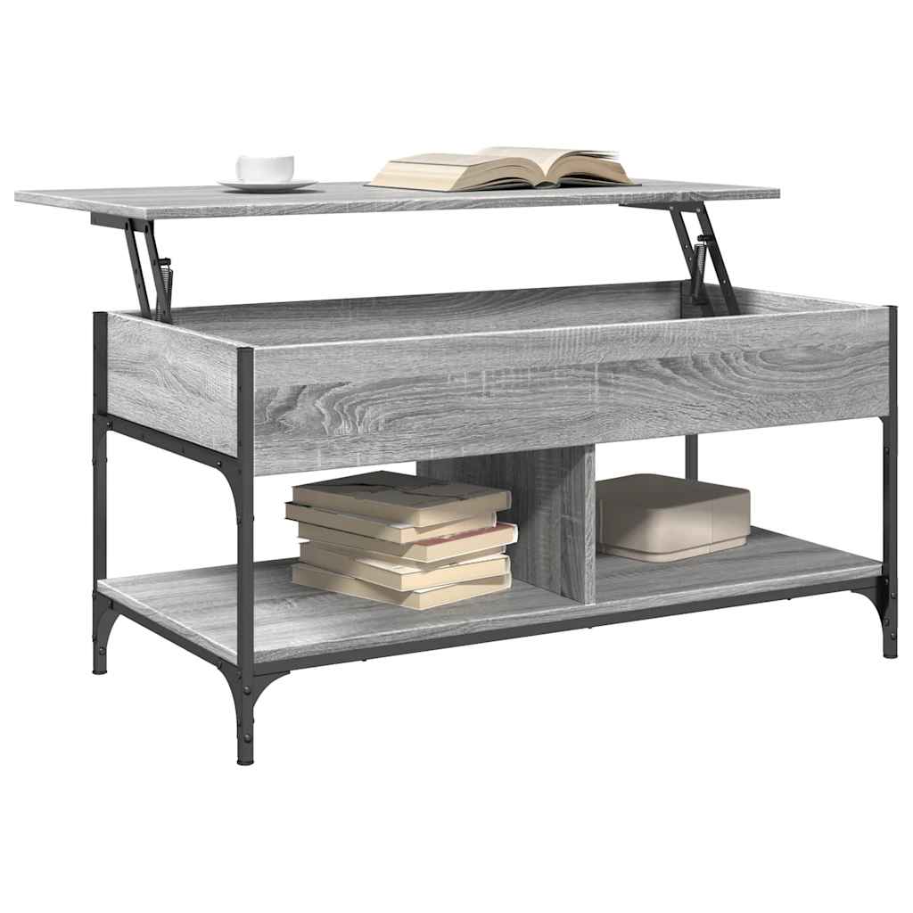Table basse sonoma gris 100x50x50 cm bois d'ingénierie et métal - XIOS