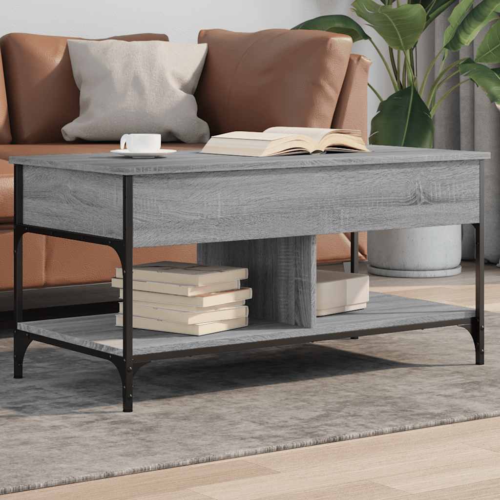 Table basse sonoma gris 100x50x50 cm bois d'ingénierie et métal - XIOS