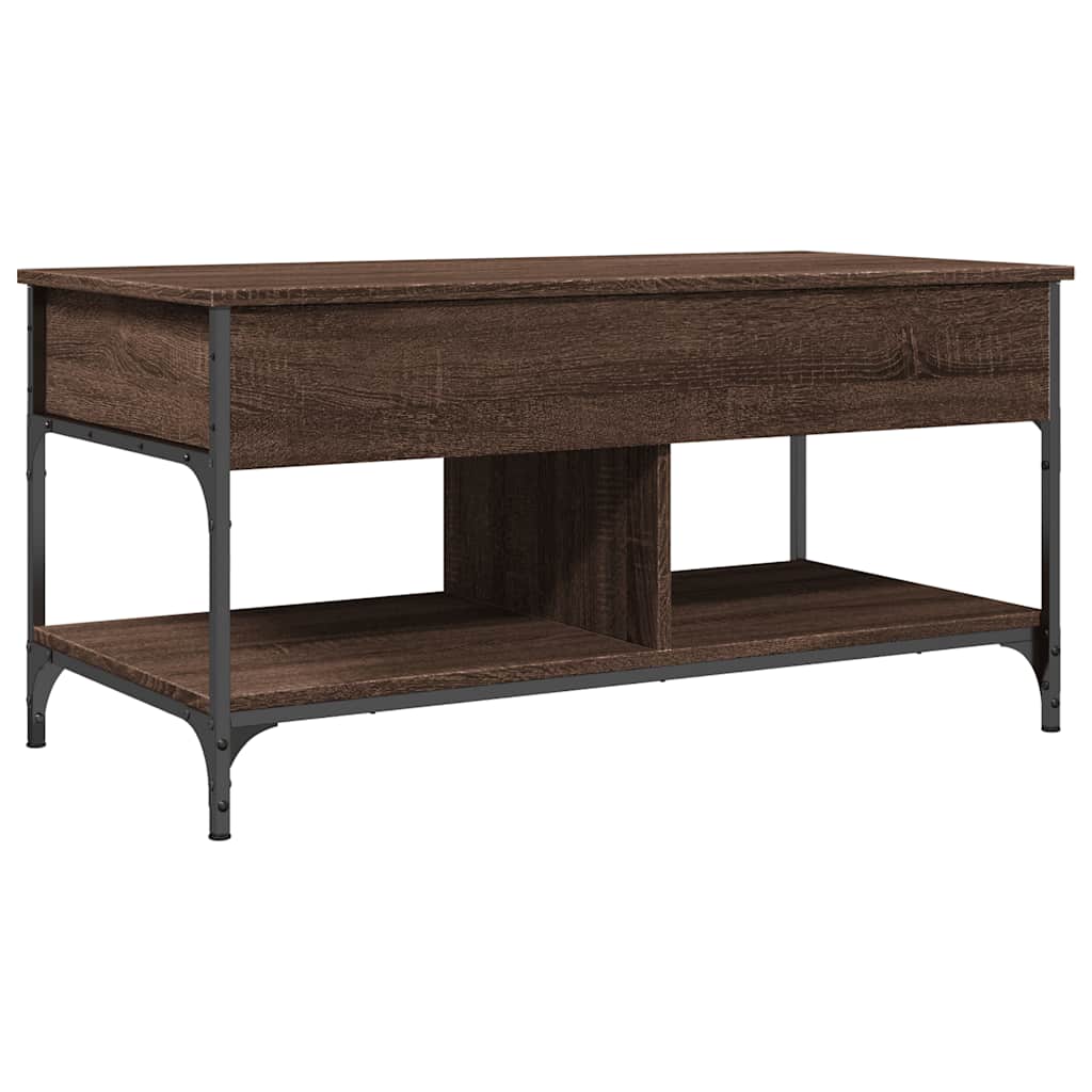 Table basse chêne marron 100x50x50cm bois d'ingénierie et métal - XIOS