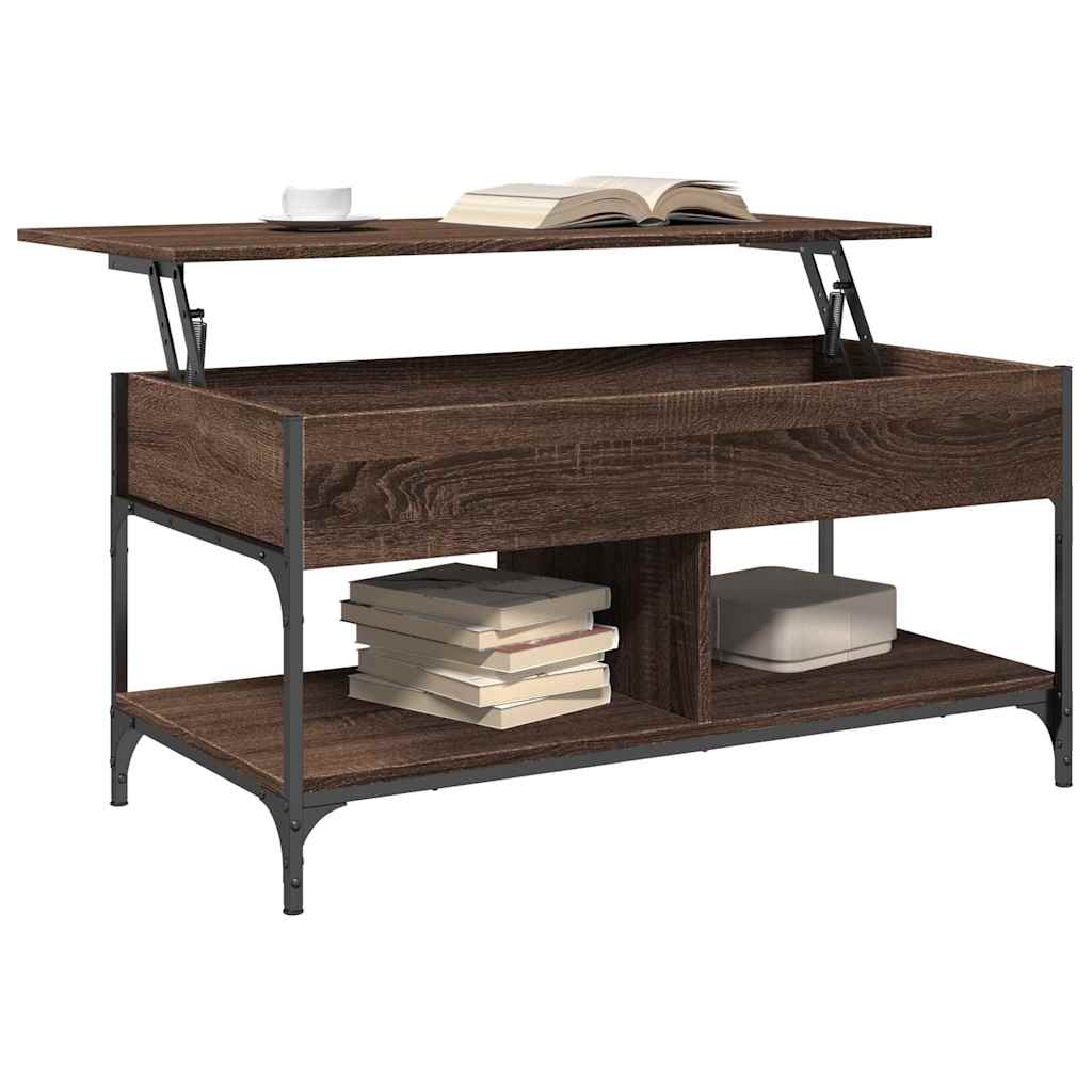 Table basse chêne marron 100x50x50cm bois d'ingénierie et métal - XIOS