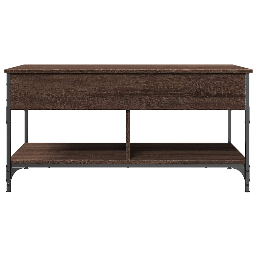 Table basse chêne marron 100x50x50cm bois d'ingénierie et métal - XIOS