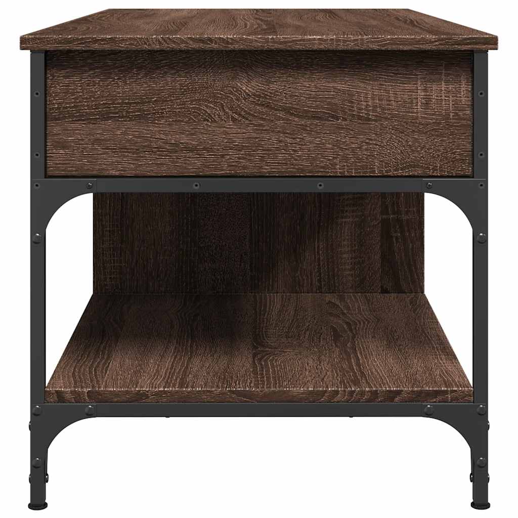 Table basse chêne marron 100x50x50cm bois d'ingénierie et métal - XIOS