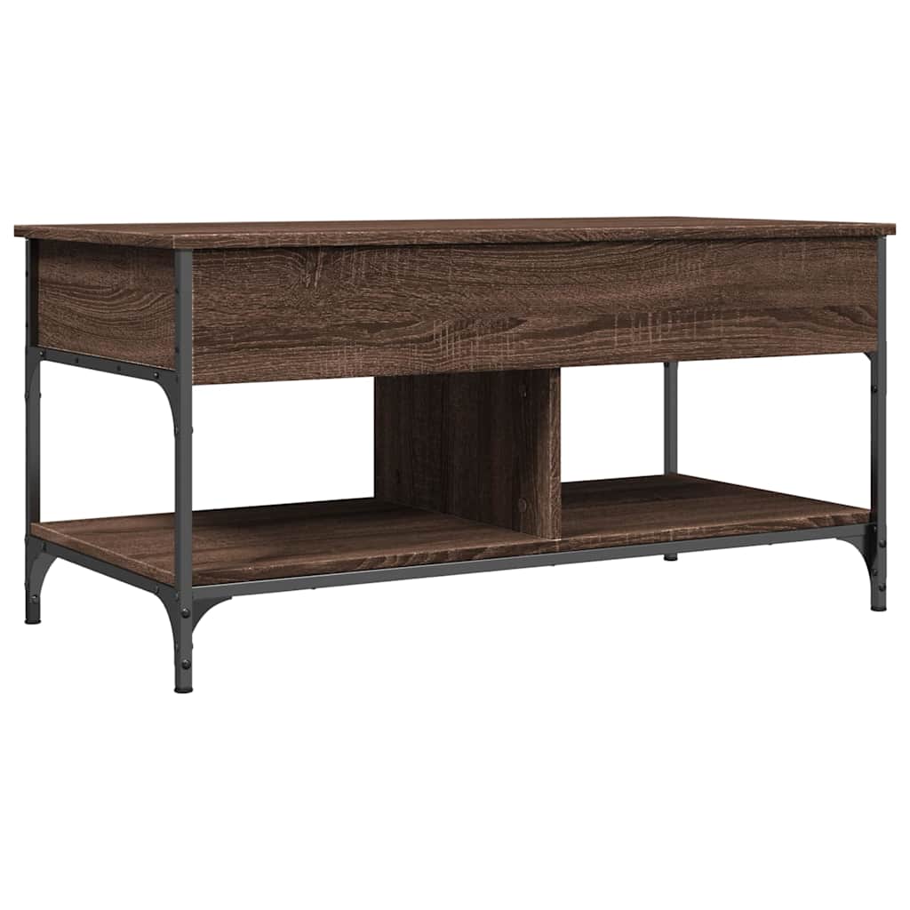 Table basse chêne marron 100x50x50cm bois d'ingénierie et métal - XIOS