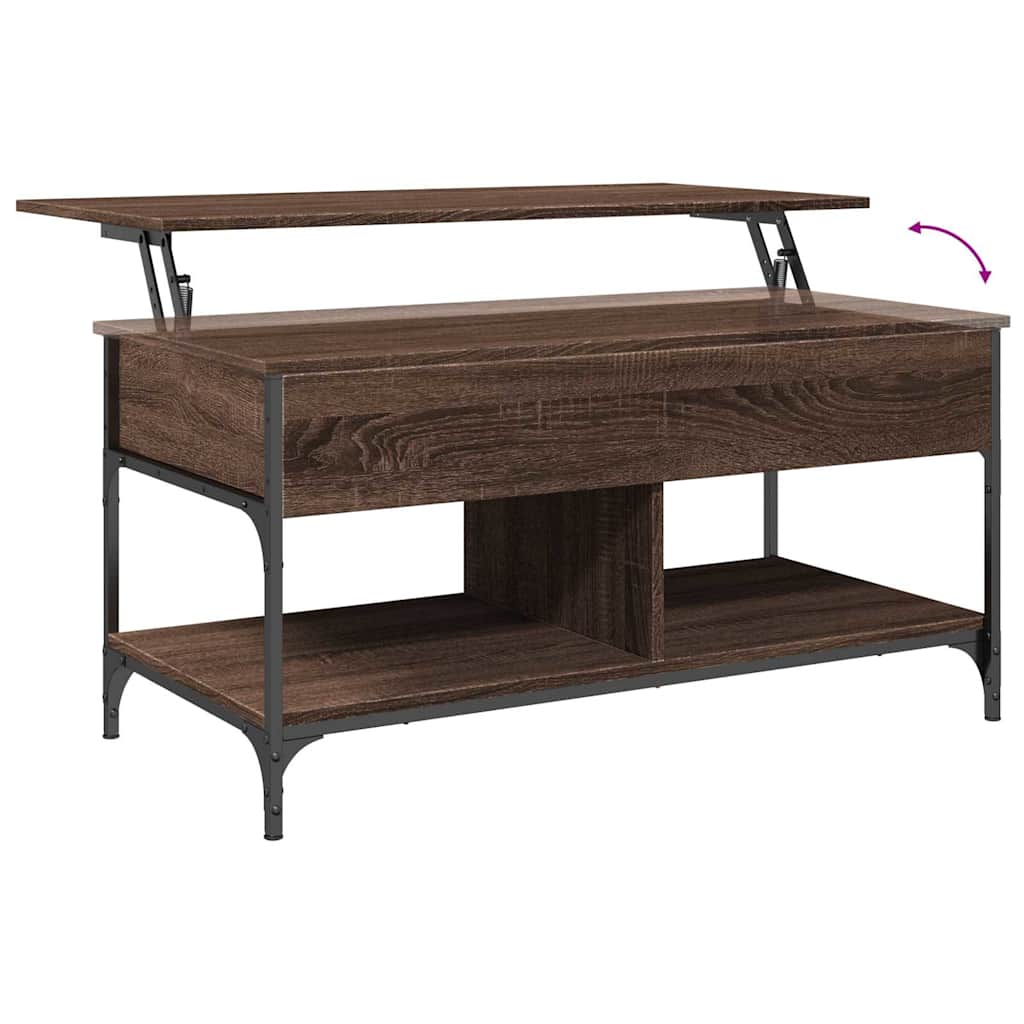 Table basse chêne marron 100x50x50cm bois d'ingénierie et métal - XIOS
