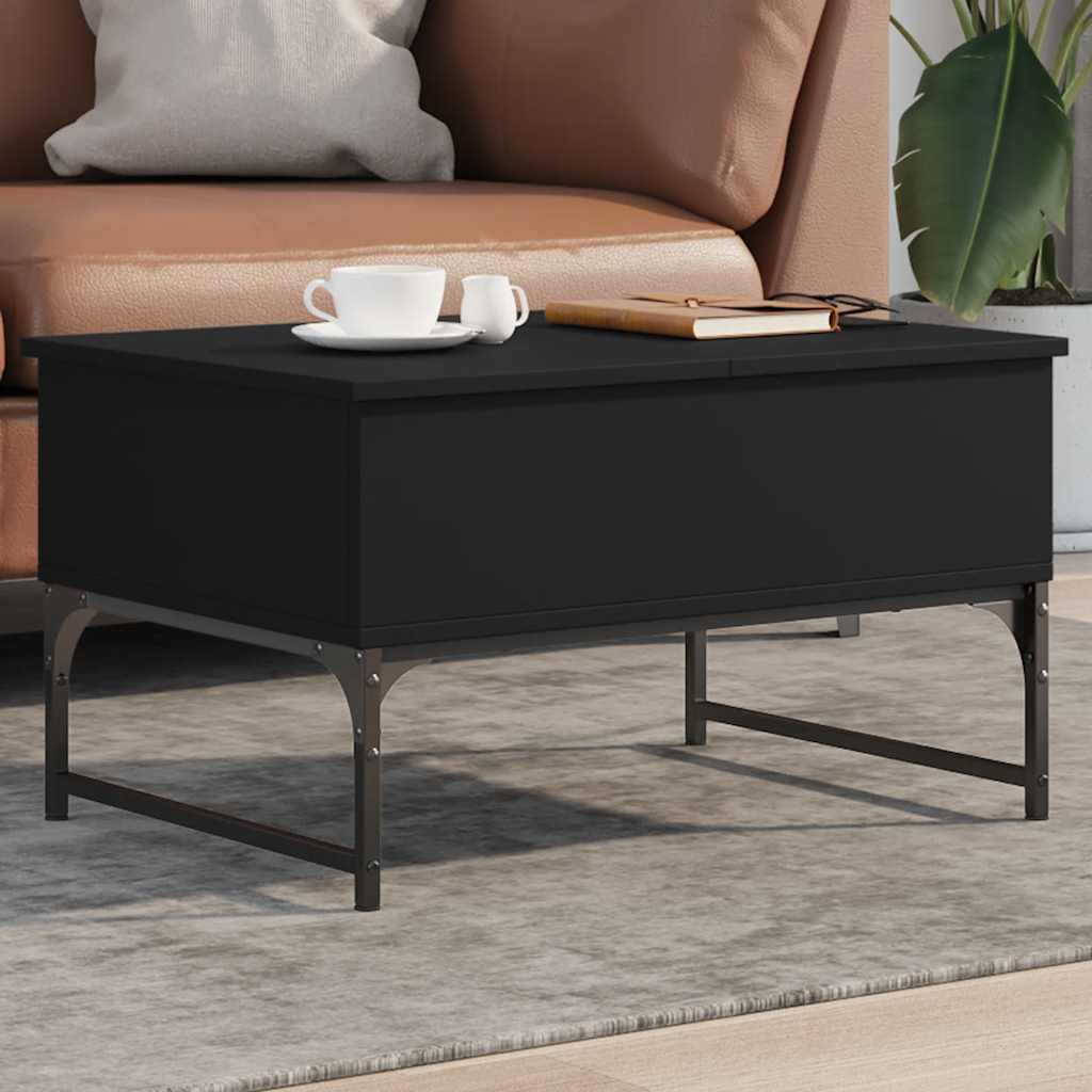 Table basse noir 70x50x40 cm bois d'ingénierie et métal - XIOS