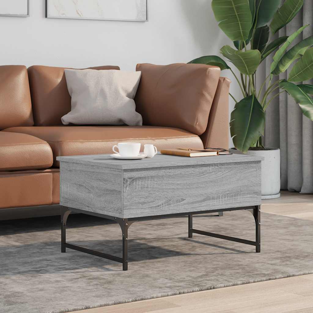 Table basse sonoma gris 70x50x40 cm bois d'ingénierie et métal - XIOS
