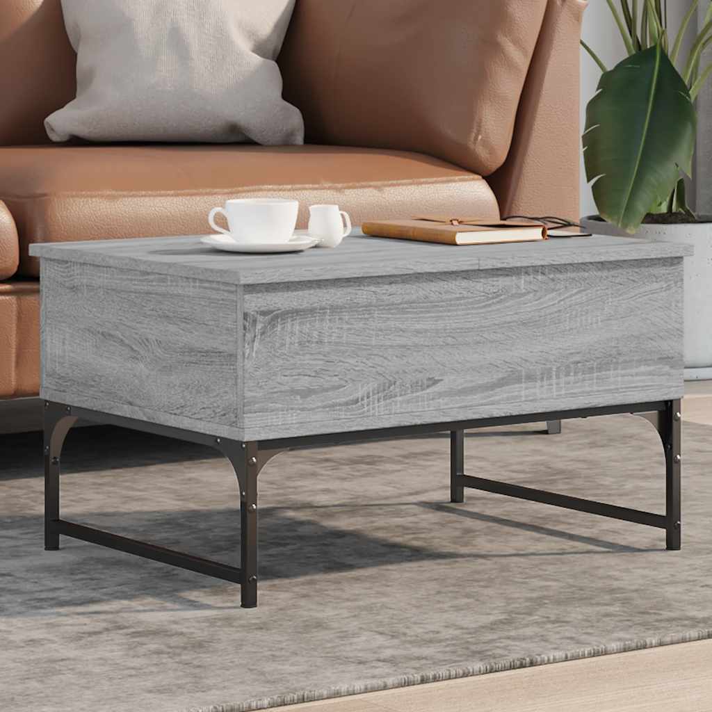 Table basse sonoma gris 70x50x40 cm bois d'ingénierie et métal - XIOS