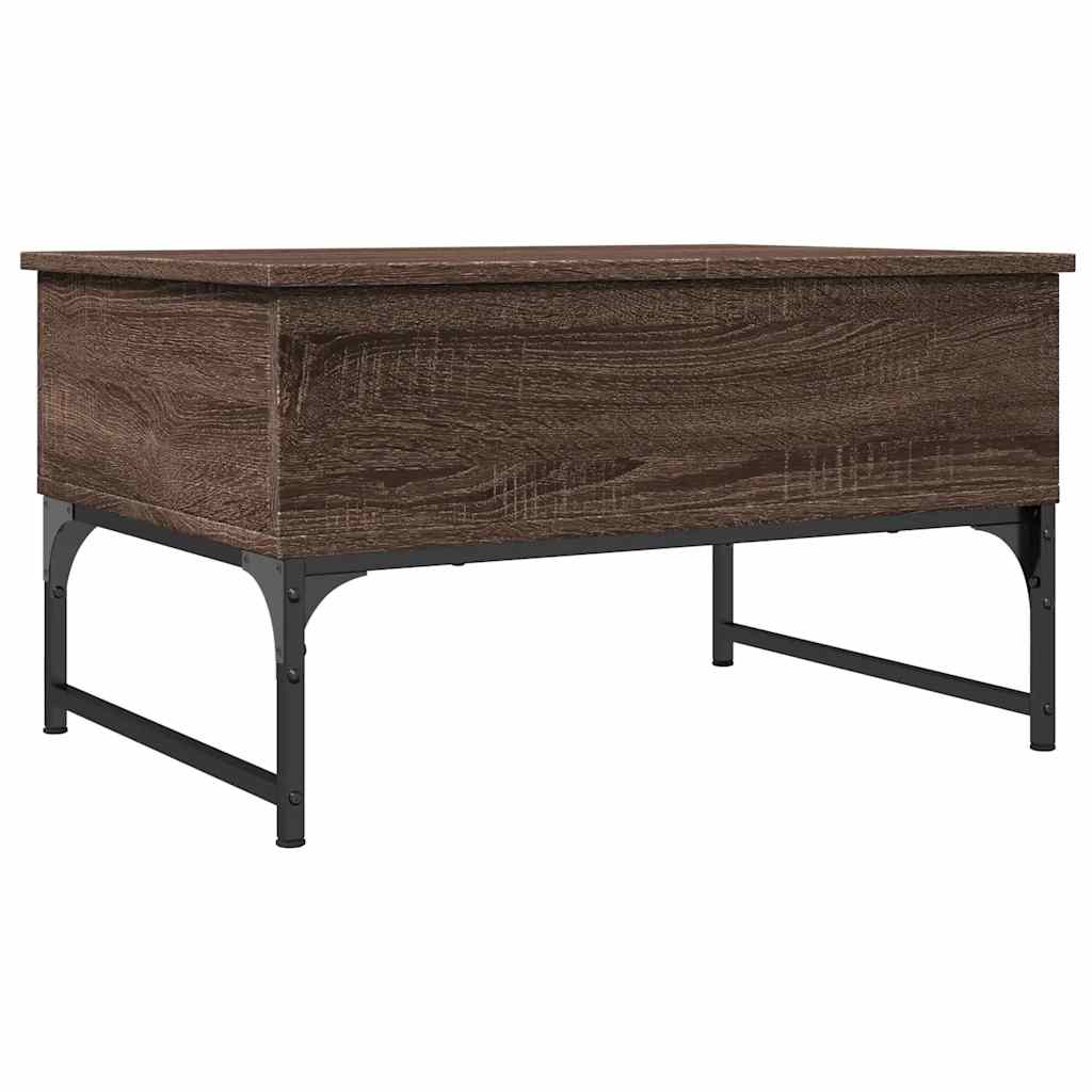 Table basse chêne marron 70x50x40 cm bois d'ingénierie et métal - XIOS