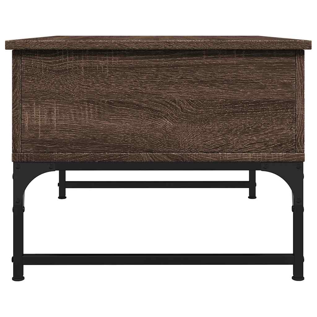 Table basse chêne marron 70x50x40 cm bois d'ingénierie et métal - XIOS