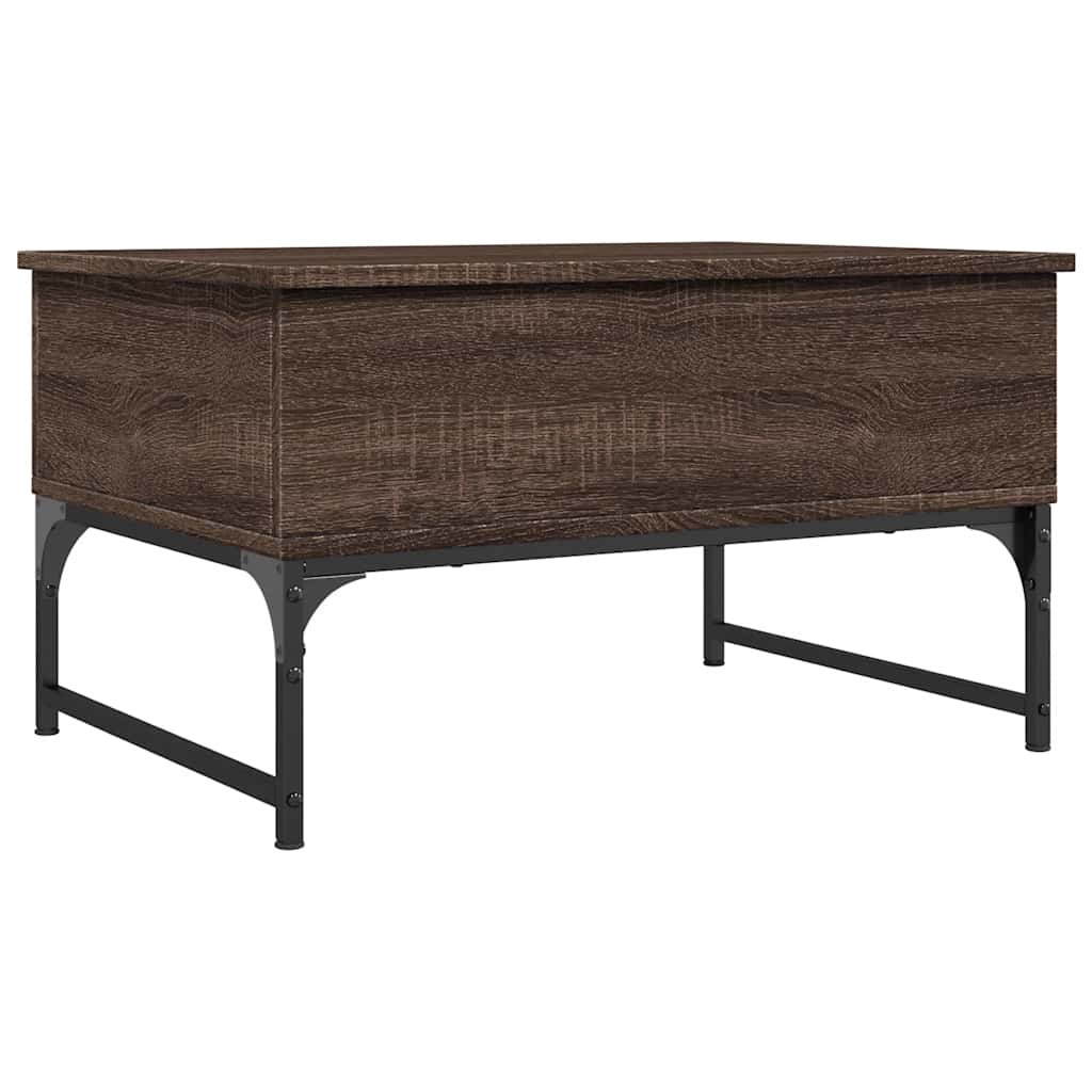 Table basse chêne marron 70x50x40 cm bois d'ingénierie et métal - XIOS