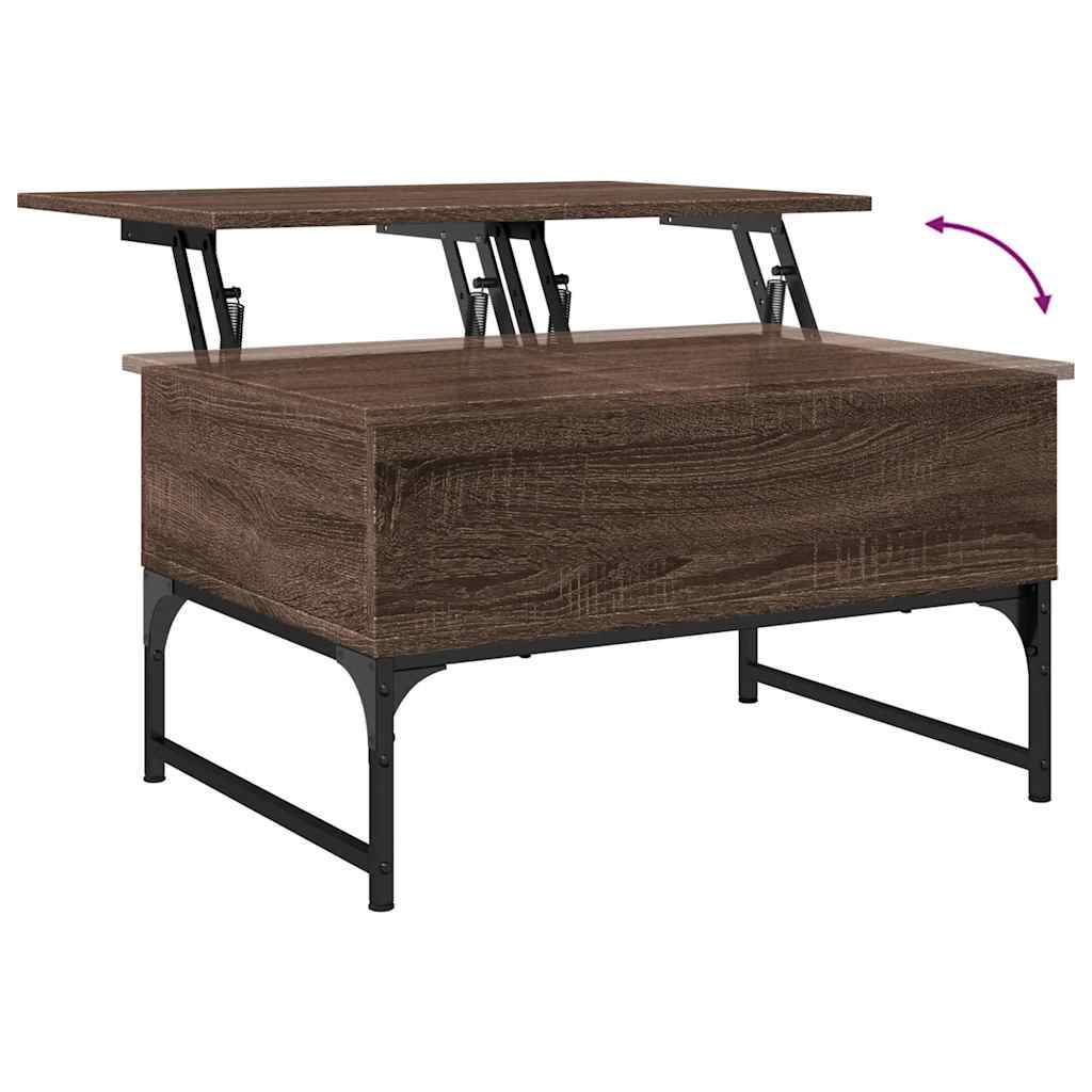 Table basse chêne marron 70x50x40 cm bois d'ingénierie et métal - XIOS