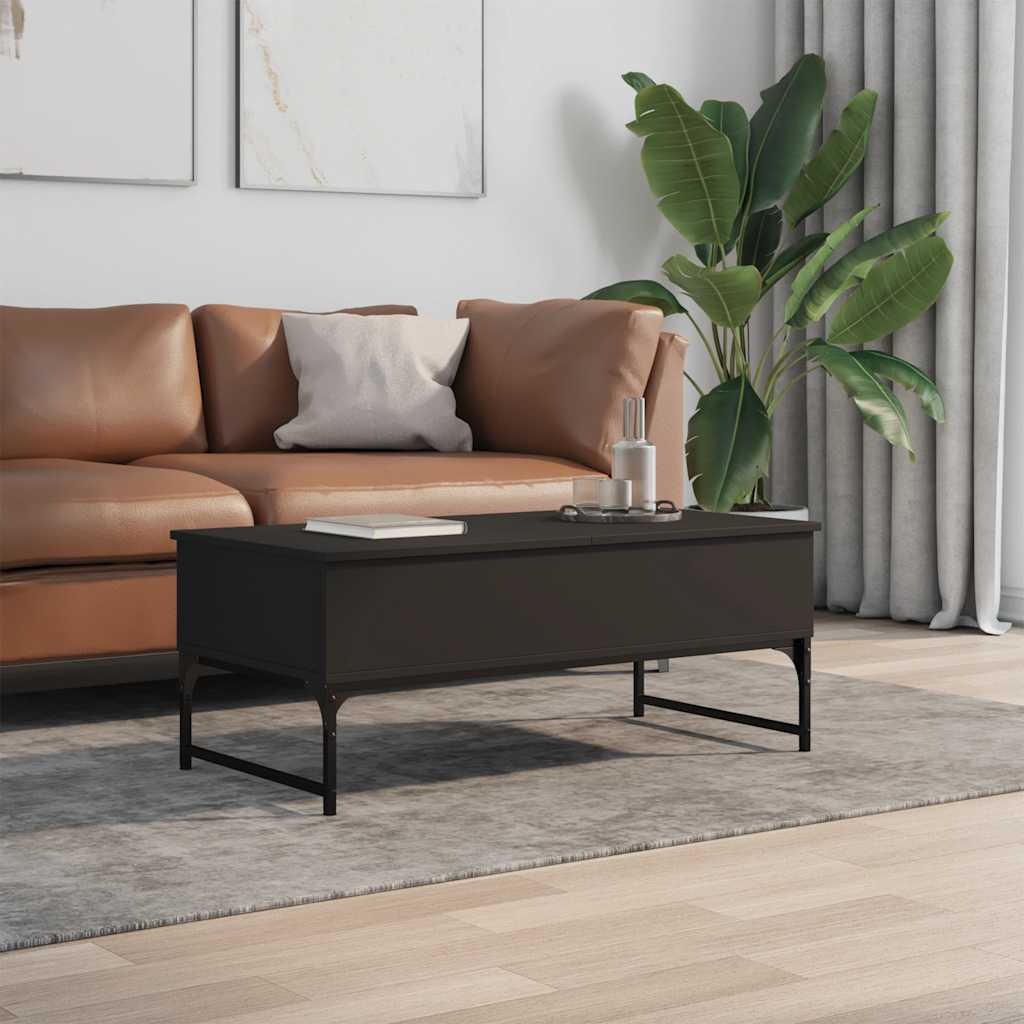 Table basse noir 100x50x40 cm bois d'ingénierie et métal - XIOS