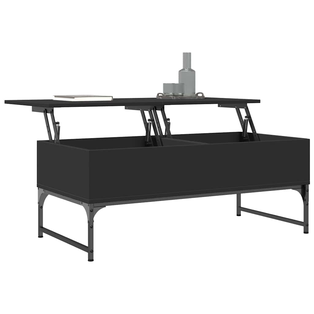 Table basse noir 100x50x40 cm bois d'ingénierie et métal - XIOS