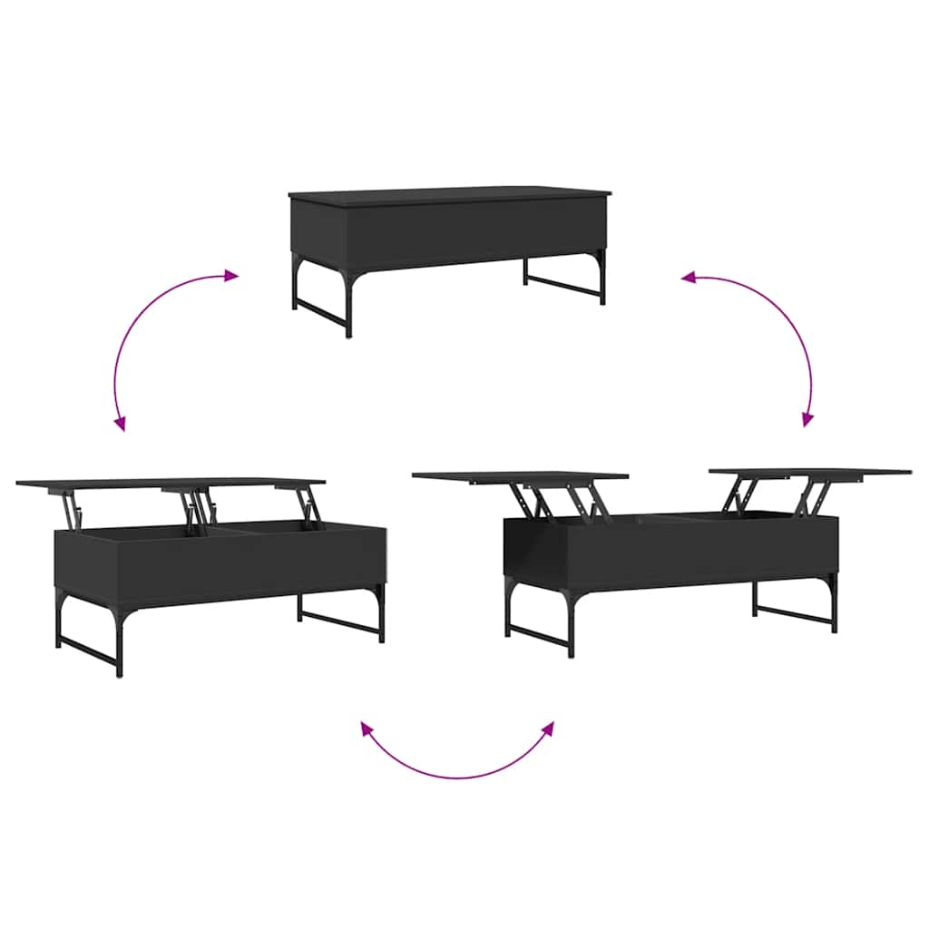 Table basse noir 100x50x40 cm bois d'ingénierie et métal - XIOS