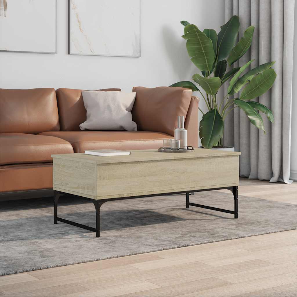 Table basse chêne sonoma 100x50x40cm bois d'ingénierie et métal - XIOS