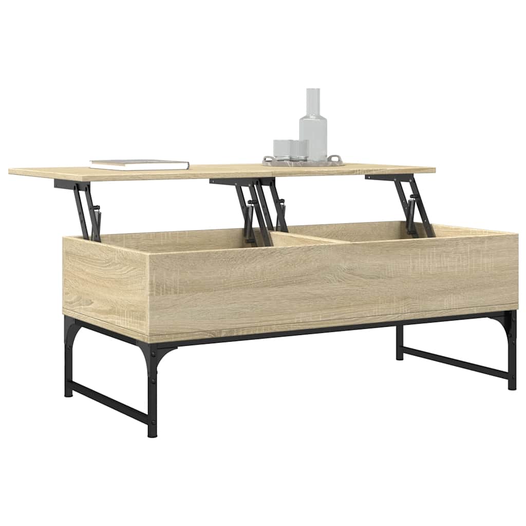Table basse chêne sonoma 100x50x40cm bois d'ingénierie et métal - XIOS