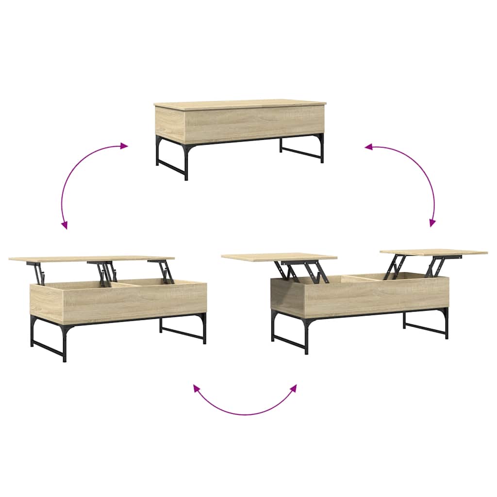 Table basse chêne sonoma 100x50x40cm bois d'ingénierie et métal - XIOS