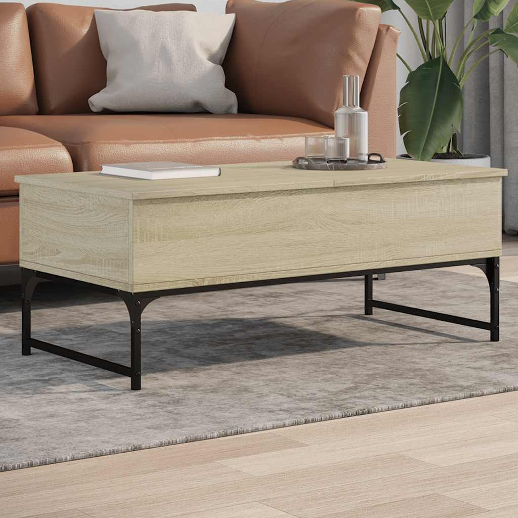 Table basse chêne sonoma 100x50x40cm bois d'ingénierie et métal - XIOS