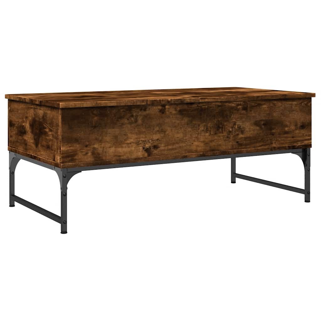 Table basse chêne fumé 100x50x40 cm bois d'ingénierie et métal - XIOS