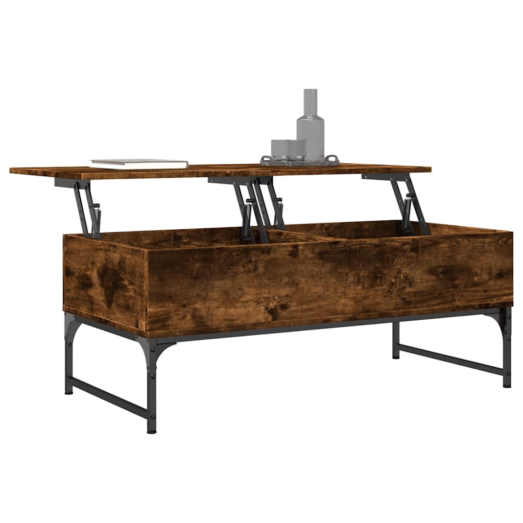 Table basse chêne fumé 100x50x40 cm bois d'ingénierie et métal - XIOS