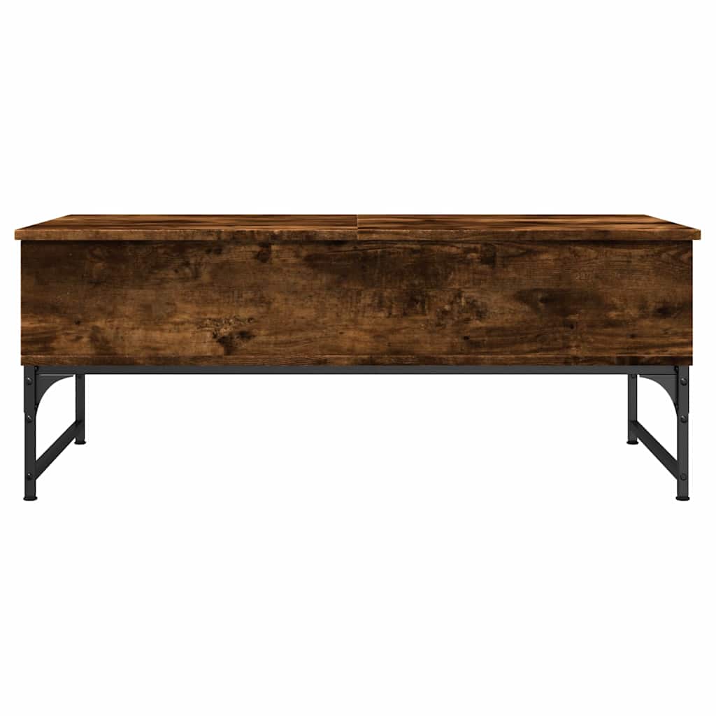 Table basse chêne fumé 100x50x40 cm bois d'ingénierie et métal - XIOS