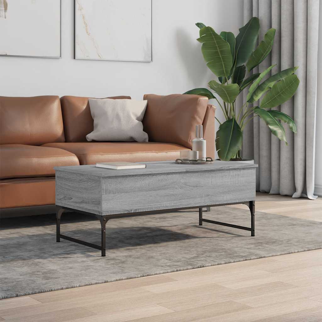 Table basse sonoma gris 100x50x40 cm bois d'ingénierie et métal - XIOS
