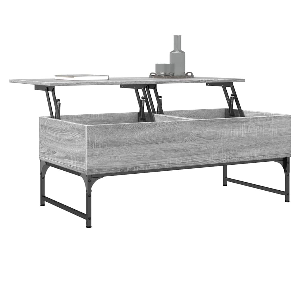 Table basse sonoma gris 100x50x40 cm bois d'ingénierie et métal - XIOS