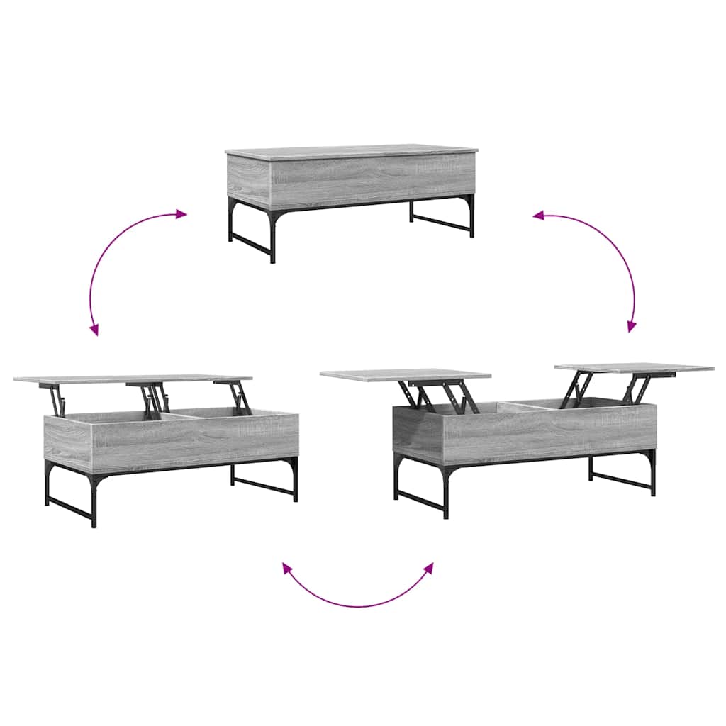 Table basse sonoma gris 100x50x40 cm bois d'ingénierie et métal - XIOS