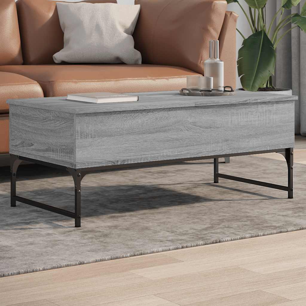 Table basse sonoma gris 100x50x40 cm bois d'ingénierie et métal - XIOS