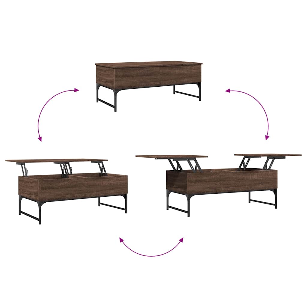 Table basse chêne marron 100x50x40cm bois d'ingénierie et métal - XIOS